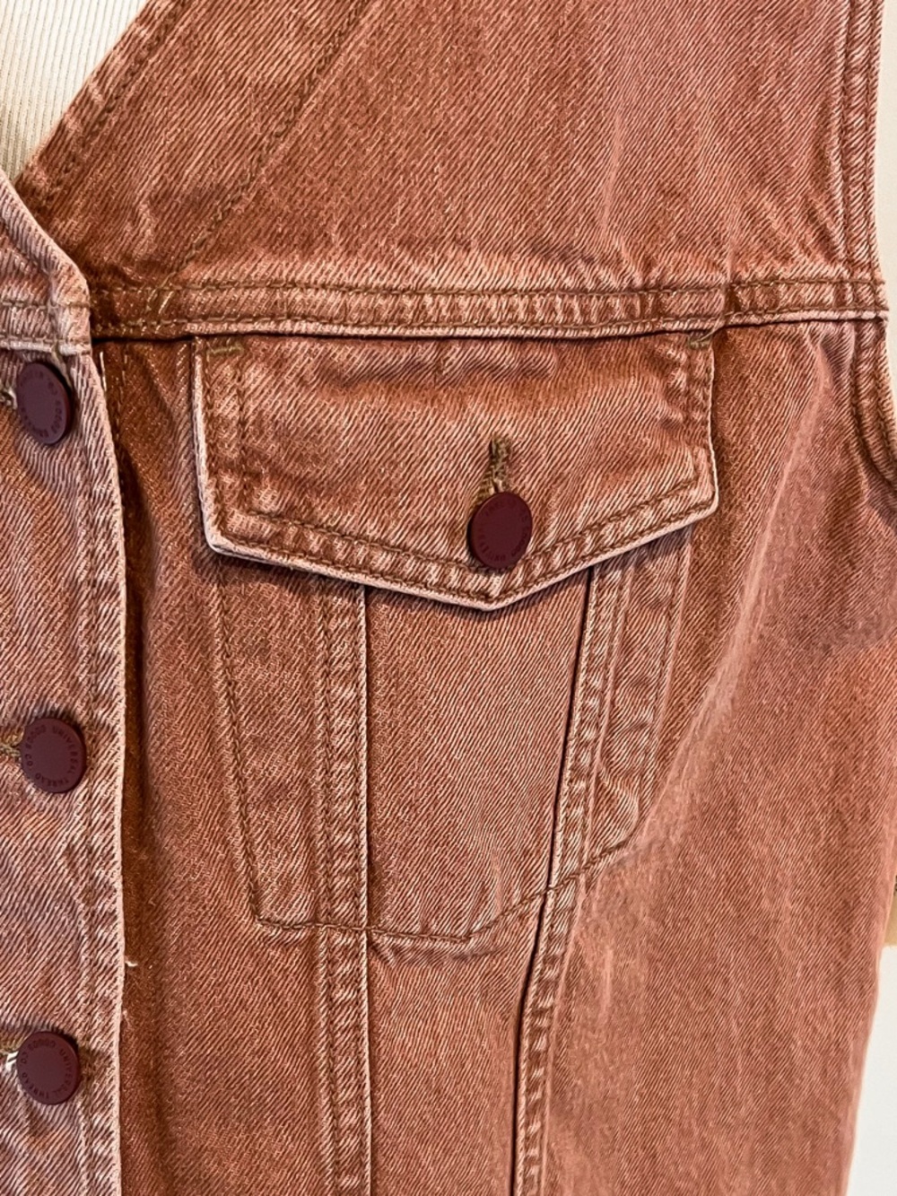 NWT Universal Thread Dusty Rose Clay Denim Vest Women’s Sz XL - Picture 4 of 14